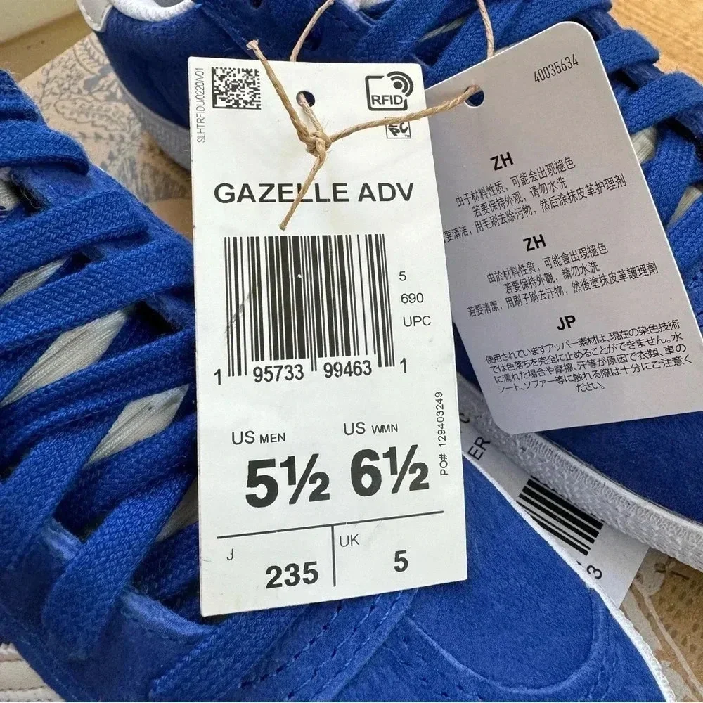 NWT Adidas Gazelle ADV Sneakers Womens 6.5 Royal Blue Cloud White - Picture 6 of 11
